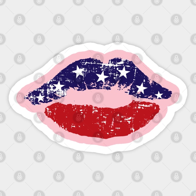 4TH OF JULY LIPS Sticker by MarkBlakeDesigns